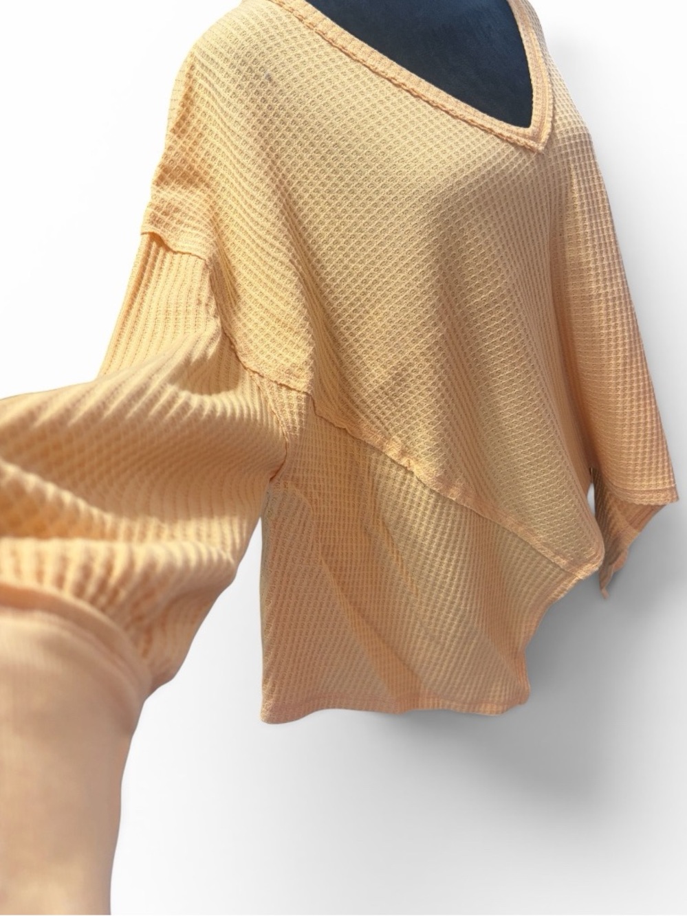 Free people Oversized Waffle Knit Pullover Sweater - Yellow - Picture 3 of 8